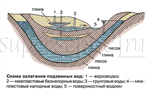 Уровень грунтовых вод в разрезе Уровень грунтовых вод в разрезе